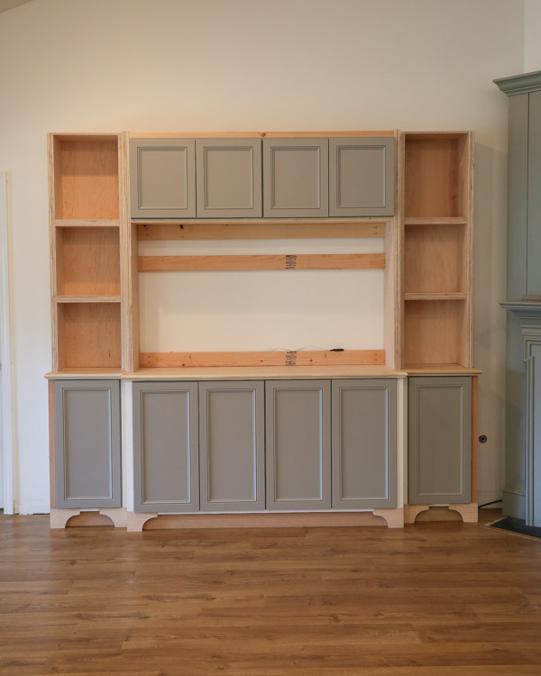 shelving and top cabinets on diy built in cabinets living room and diy built in bookshelves with cabinet below