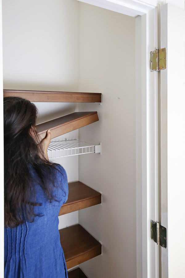 installing Wood Wire Shelf Cover over wire shelves in pantry