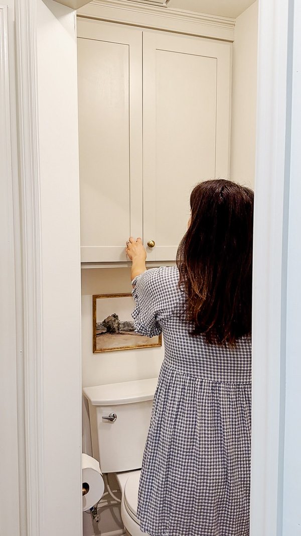 over the toilet storage cabinet in water closet