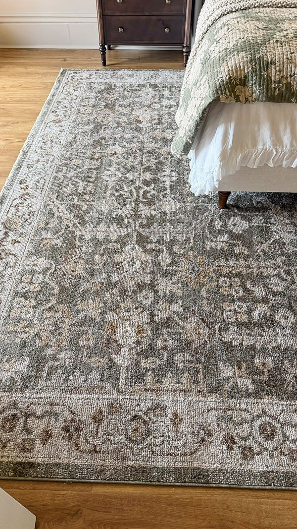 Charming Primary Bedroom Makeover with vintage inspired rug