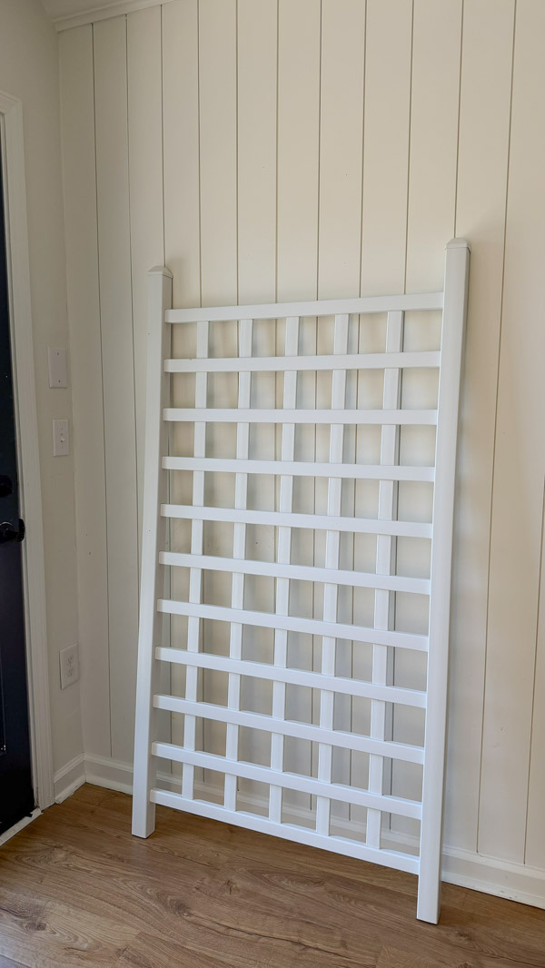 Easy Patio Garden Idea with a Trellis and Planter Box and star jasmine
