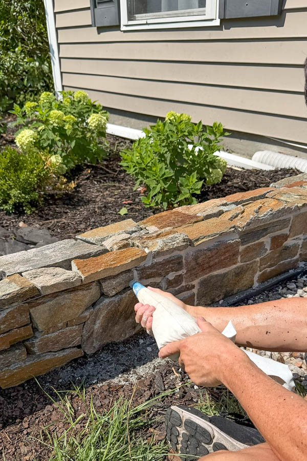 DIY stone wall for garden bed