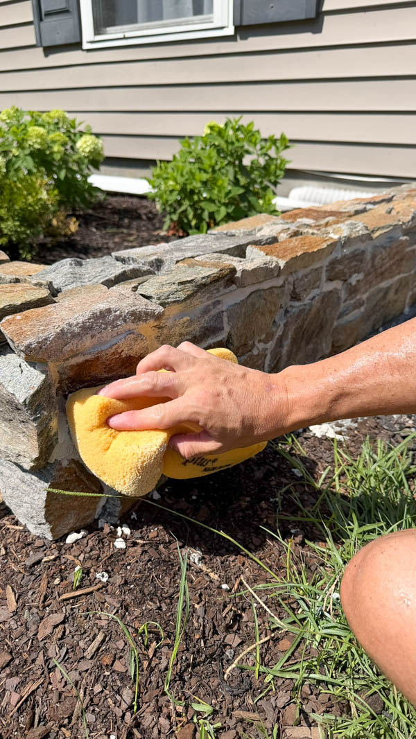 DIY stone wall for garden bed